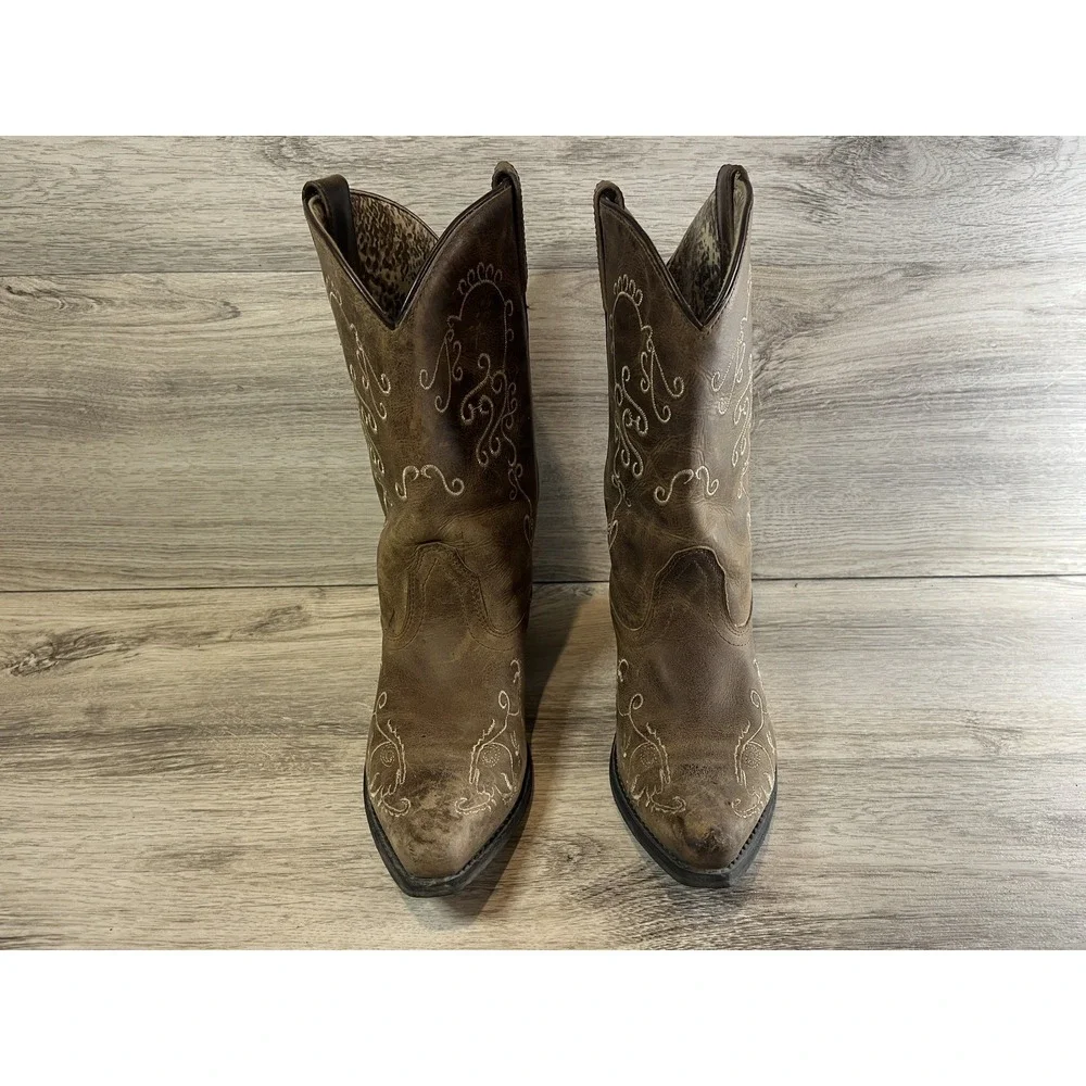 Smoky Mountain Cowboy Brown Youth Boots Style 3754Y Embroidered Design Sz 6 R‎